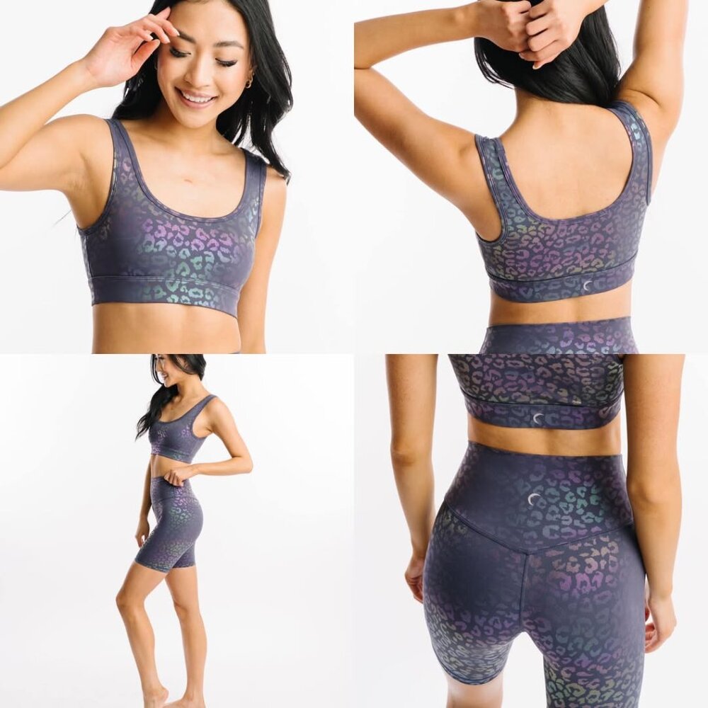 Zyia workout shimmer lepard print set size M
